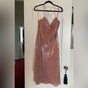 Finders Keepers Mauve Sequin Slip Dress NEW
